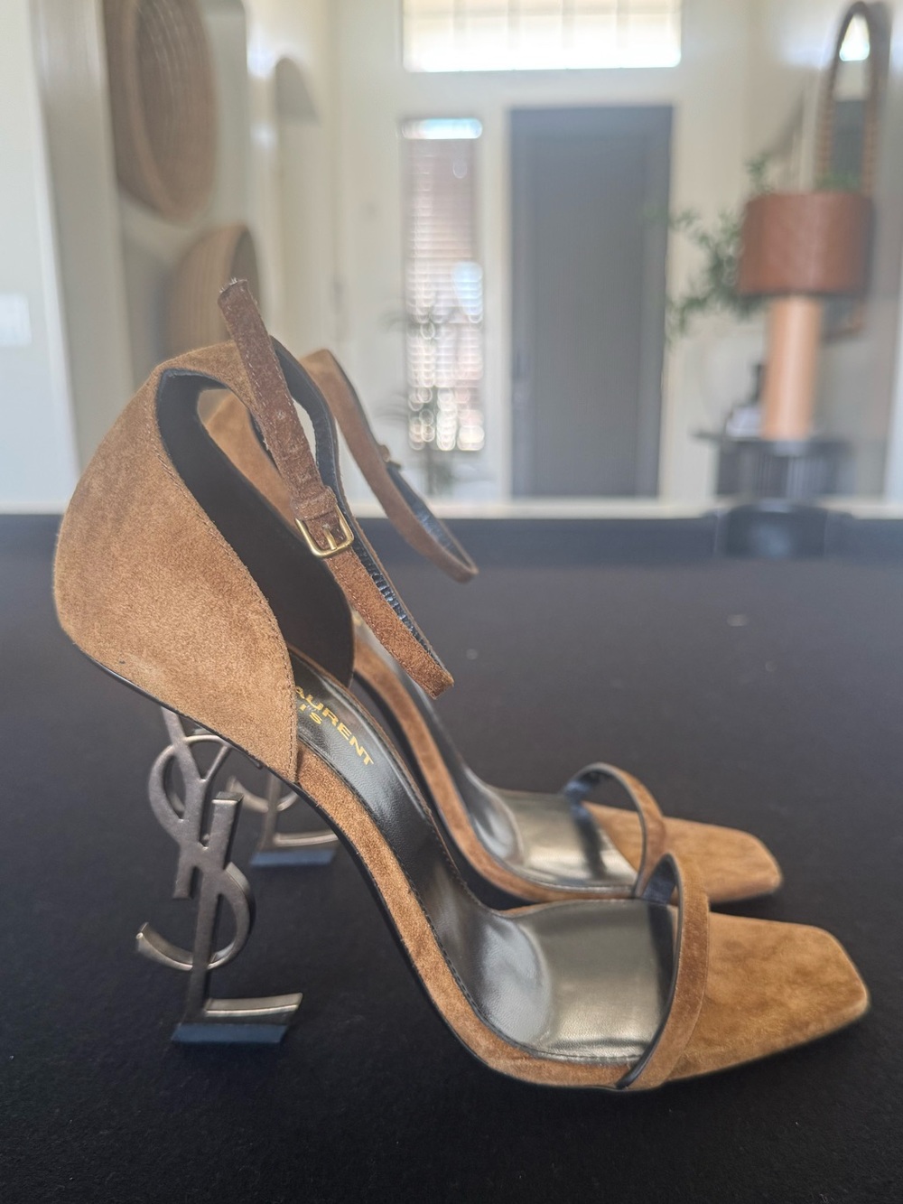 Saint Laurent Women's Opyum Suede Sandal Heels - Picture 7 of 15